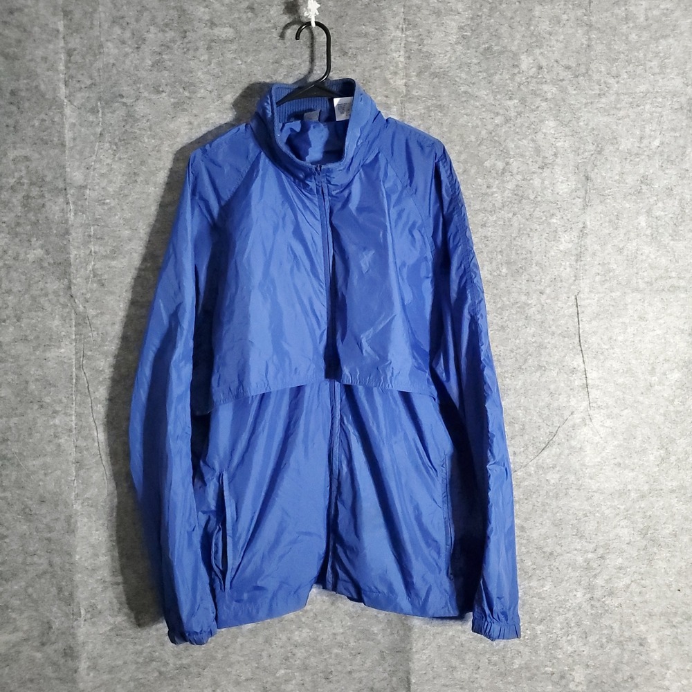 Woolrich Hooded Windbreaker Jacket Mens XL Royal Blue Lightweight Nylon Outdoor